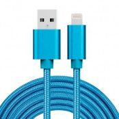 USB kabel Lightning kontakt för iPhone & iPad Blå/Nylon. 3m