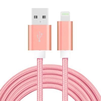 SiGN USB Kabel med Lightning Kontakt 3A, 2m - Rosa