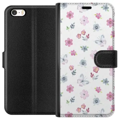 Plånboksfodral till Apple iPhone 5 med Blommor och fjärillar