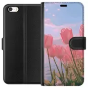 Plånboksfodral till Apple iPhone 5 med Rosa Tulpaner