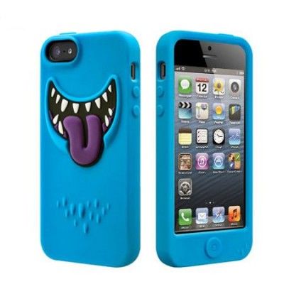 SwitchEasy Monsters Silikonskal till iPhone 5S/5 (Blå) + Skärmskydd