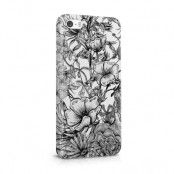 Skal till Apple iPhone SE/5S/5 - Blommor - Svart/Vit