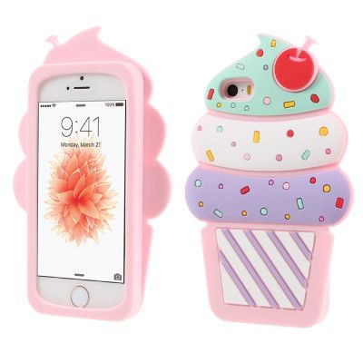 Trolsk 3D Cherry Ice Cream Case (iPhone 5/5S/SE) - Mörkrosa