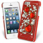 Bling Bling Hjärta Skal till Apple iPhone 5/5S/SE (Röd) + Skärmskydd