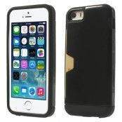 Combo Skal med kortfack till Apple iPhone 5S/5 (Svart)