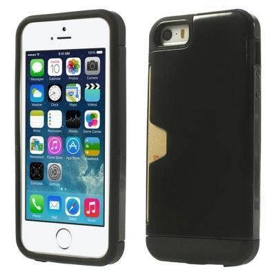 Combo Skal med kortfack till Apple iPhone 5S/5 (Svart)
