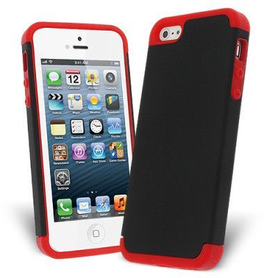 Combo Skal till Apple iPhone 5/5S/SE + Skärmskydd (Röd)