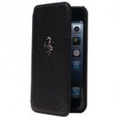 Ferrari Grain Leather Flip Case (iPhone 5/5S) - Svart