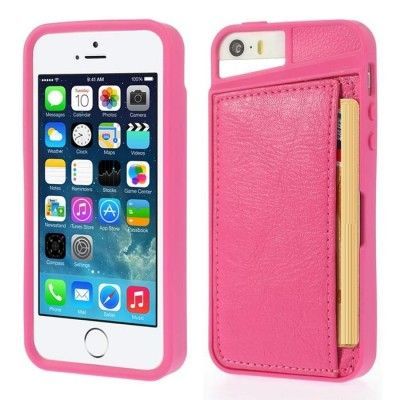 Flexicase skal med Kortfack till Apple iPhone 5/5S/SE- Magenta