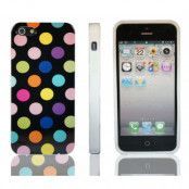 FlexiCase Skal till Apple iPhone 5/5S/SE - Polkadots Multifärg (Svart)