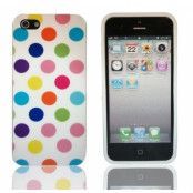 FlexiCase Skal till Apple iPhone 5/5S/SE - Polkadots Multifärg (Vit)