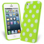 FlexiCase Skal till Apple iPhone 5/5S/SE - Polkadots (Grön)