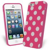 FlexiCase Skal till Apple iPhone 5/5S/SE - Polkadots (Hot Pink)