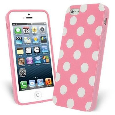 FlexiCase Skal till Apple iPhone 5/5S/SE - Polkadots (Rosa)