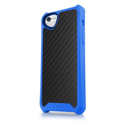 ITSkins Atom Matt Carbon till Apple iPhone 5/5S/SE (Blå) + Skärmskydd