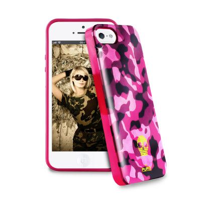 Puro Army Fluo skal till Apple iPhone 5/5S/SE Skull case - (Magenta)
