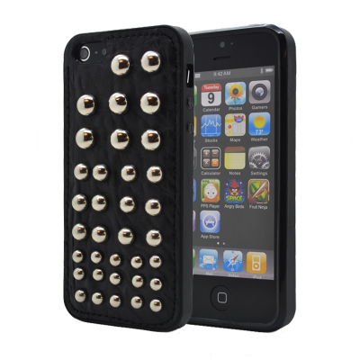 Studded leather pattern FlexiSkal till Apple iPhone 5/5S/SE (Dots)