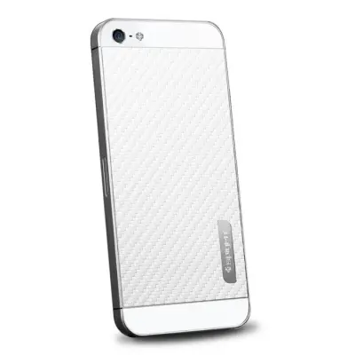 Spigen Skin Guard Carbon Skin till Apple iPhone 5/5S/SE (Vit) + Skärmskydd