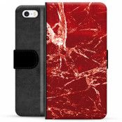 iPhone 5/5S/SE Premium Plånboksfodral - Röd Marmor
