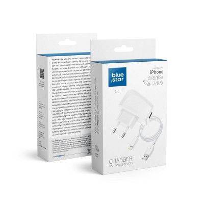 Travel Charger till iPhone 5/6/6s/7/8/X Blue Star Lite Vit