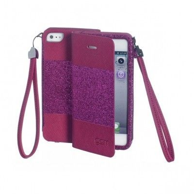 Celly Mobilväska med spegel till iPhone 5S/5 - Fuchsia