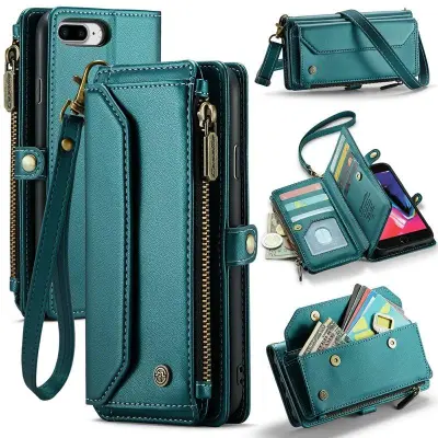 CASEME C36 Läderfodral för iPhone 6 Plus/7 Plus/8 Plus - Grön