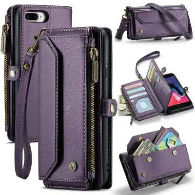 CASEME C36 Läderfodral för iPhone 6 Plus/7 Plus/8 Plus - Lila