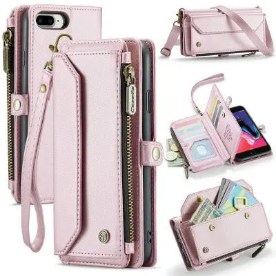 CASEME C36 Läderfodral för iPhone 6 Plus/7 Plus/8 Plus - Rosa