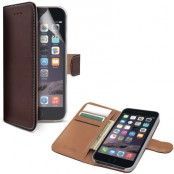 Celly Leather Wallet iPhone 6 Plus Brun + Skärmskydd