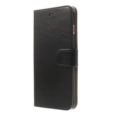 Glossy Crazy Horse Plånboksfodral till Apple iPhone 6(S) Plus- Svart