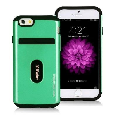 Mercury iPocket Premium skal med kortplats till Apple iPhone 6(S) Plus - Turkos