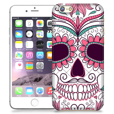 Skal till Apple iPhone 6/6S Plus - Glad dödskalle - Rosa