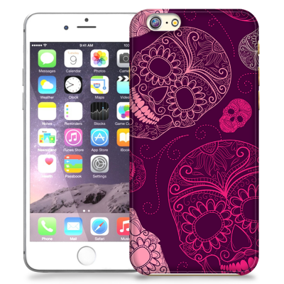 Skal till Apple iPhone 6/6S Plus - Glada dödskallar - Lila