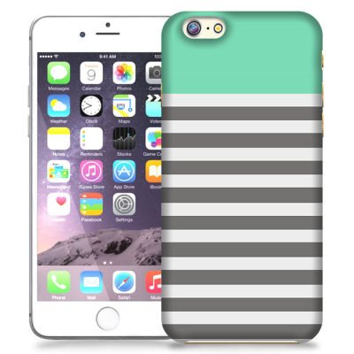 Skal till iPhone 6 Plus - Ränder - Mint/Vit