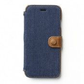 Zenus Denim Äkta Läder Plånboksfodral till Apple iPhone 6(S) Plus (Blå)