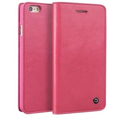 Qialino Äkta läder Plånboksfodral till Apple iPhone 6 / 6S - Rosa