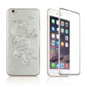 3D Titanium Alloy Dragon Baksida+Tempered Glass till Apple iPhone 6/6S - Silver
