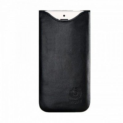 BUGATTI Äkta Läder Slim Fit Pouch till Apple iPhone 6 - Svart