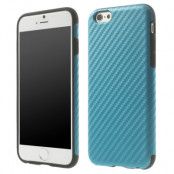 Carbon Fiber Texture FlexiCase skal till Apple iPhone 6 / 6S (Ljus Blå)