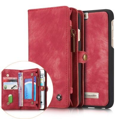 Caseme Retro Plånboksfodral av läder till iPhone 6 / 6S - Röd