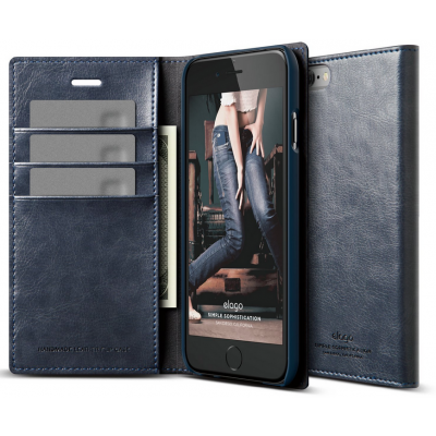 Elago Leather Wallet (iPhone 6/6S) - Blå