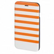 HAMA Plånboksväska DesignLine iPhone 6/6S - Stripe orange/vit