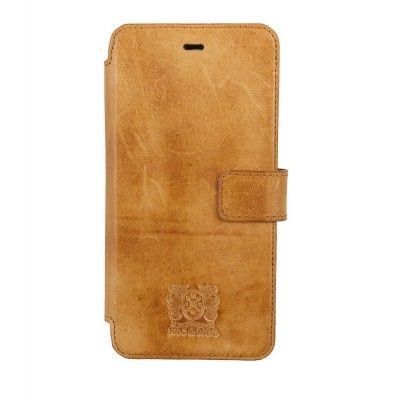 Nic&Mel SlimStan Bookcase i äkta läder till iPhone 6 - Cognac