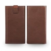 Qialino Large Universal Pouch Wallet i äkta läder - Brun