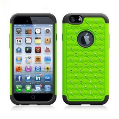 Rhinestone Combo Skal till Apple iPhone 6 / 6S  (Grön)