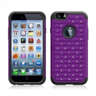 Rhinestone Combo Skal till Apple iPhone 6 / 6S  (Lila)