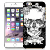 Skal till Apple iPhone 6 / 6S - Blommig dödskalle - Svartvit