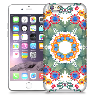Skal till iPhone 6 / 6S- Blommor Cirkel - Grön