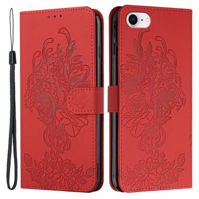 Tiger Flower Plånboksfodral till iPhone 6/6S/7/8/SE 2020 - Röd