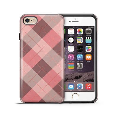 Tough mobilskal till Apple iPhone 6(S) Plus - Rutig - Rosa/Grå